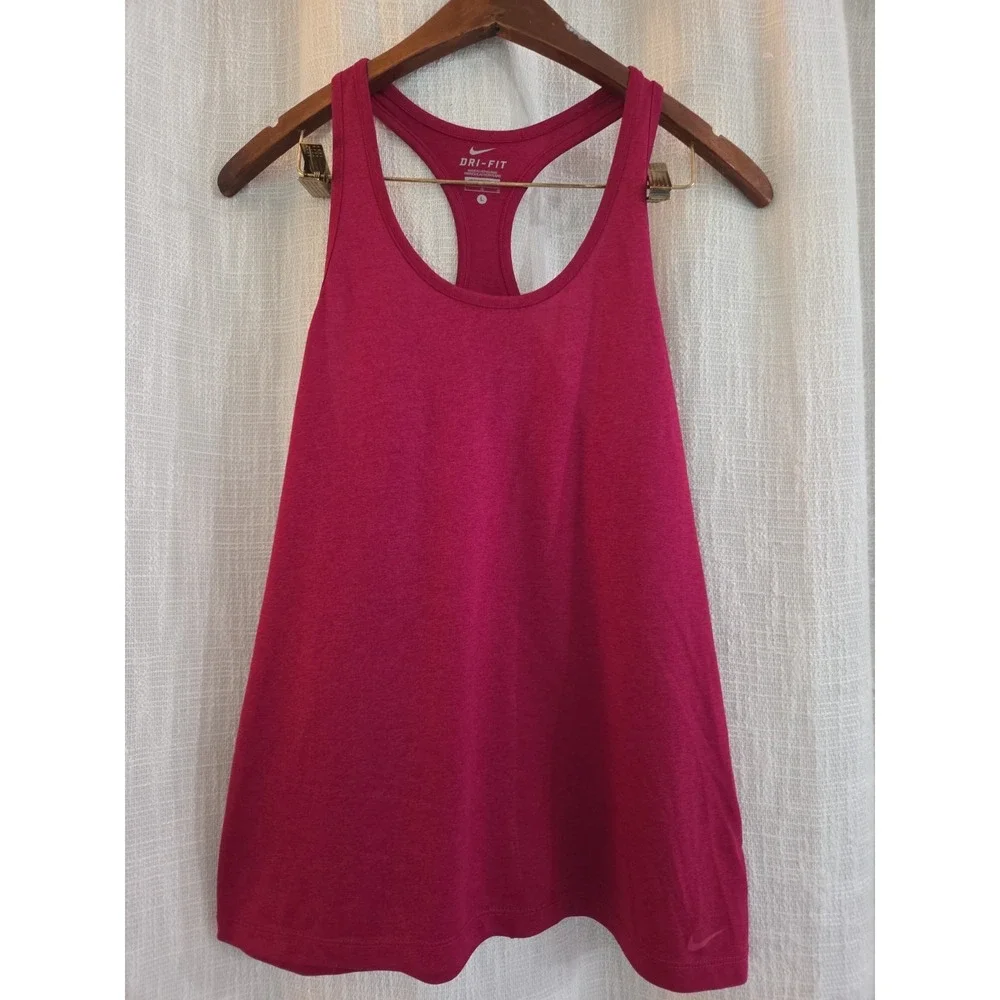 Nike Tank Active Top Size Large Pink Racerback Athletic Shirt Cotton Blend